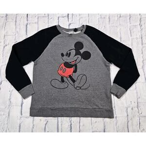 Disney ADULT SIZE SMALL Mickey Mouse Black Gray Sweatshirt Vintage Look